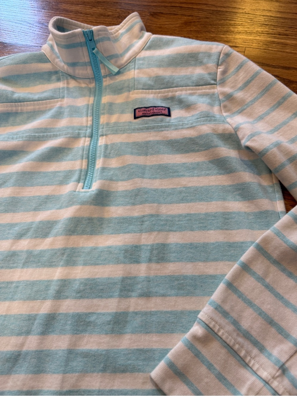 Vineyard Vines Blue & White Striped Quarter-Zip Pullover